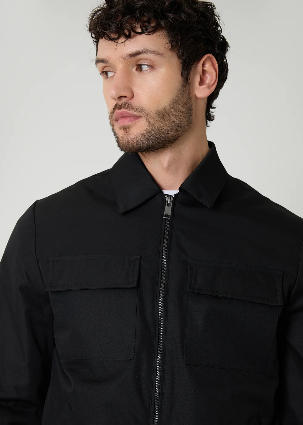 Threadbare Black Showerproof Lightweight Zip Up Jacket - S Image 4