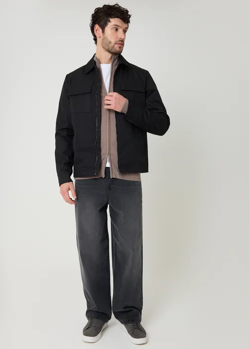 Threadbare Black Showerproof Lightweight Zip Up Jacket - S Image 3