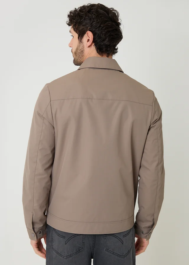Threadbare Taupe Showerproof Lightweight Zip Up Jacket