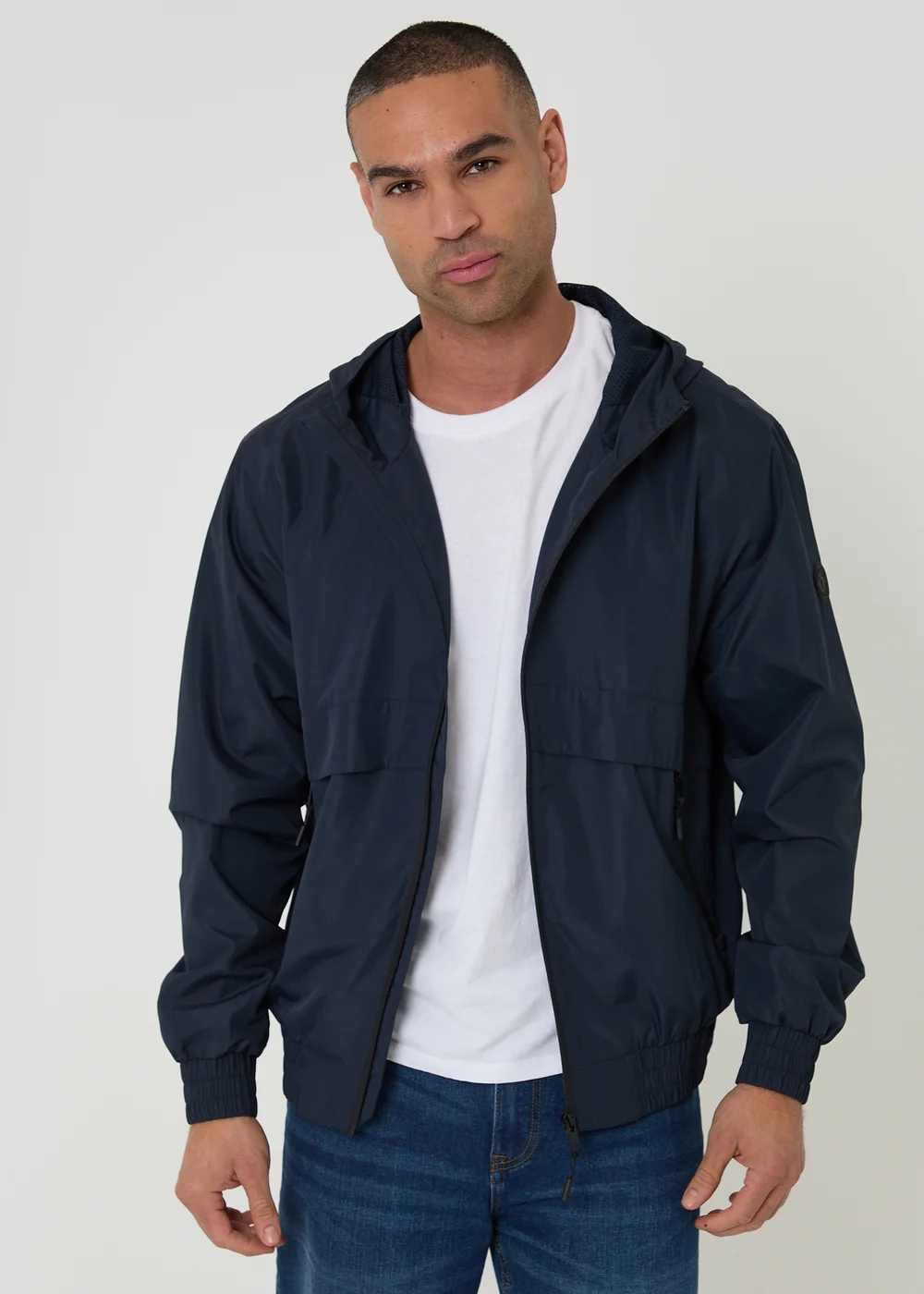 Threadbare Navy Lightweight Hooded Jacket - S Image 1