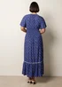 Blue Vanilla Navy Ditsy Floral Button Front Raglan Trim Dress - L Image 4