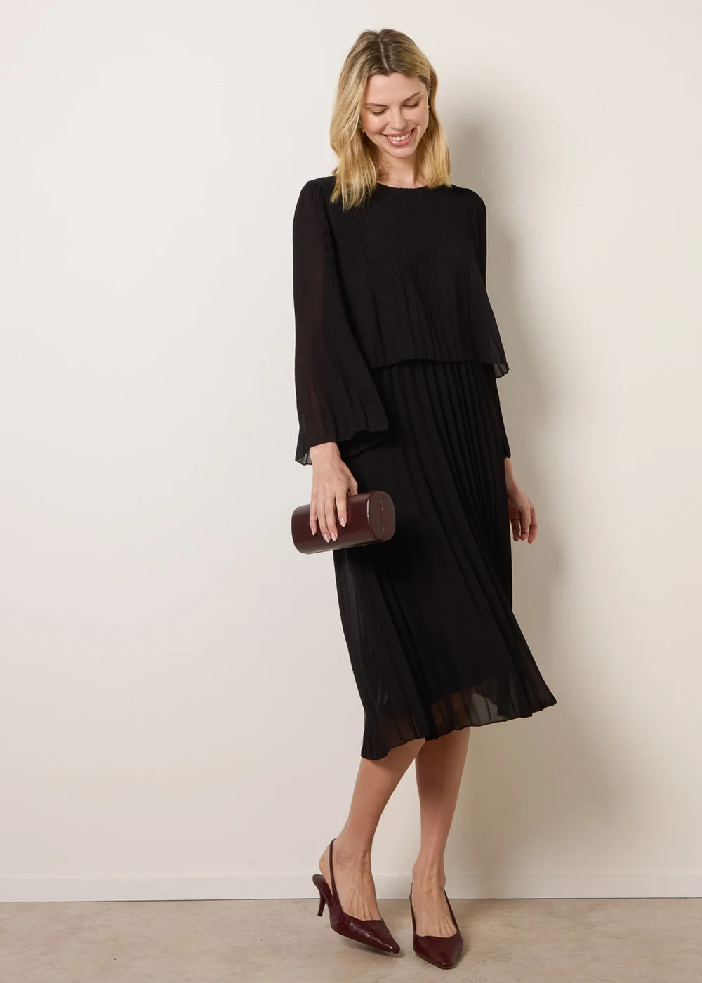 Blue Vanilla Black Chiffon Pleated Dress - One Size Image 2