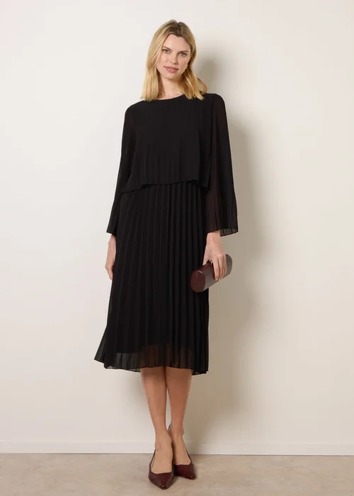 Blue Vanilla Black Chiffon Pleated Dress - One Size Image 1