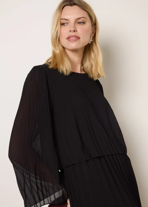 Blue Vanilla Black Chiffon Pleated Dress - One Size Image 3