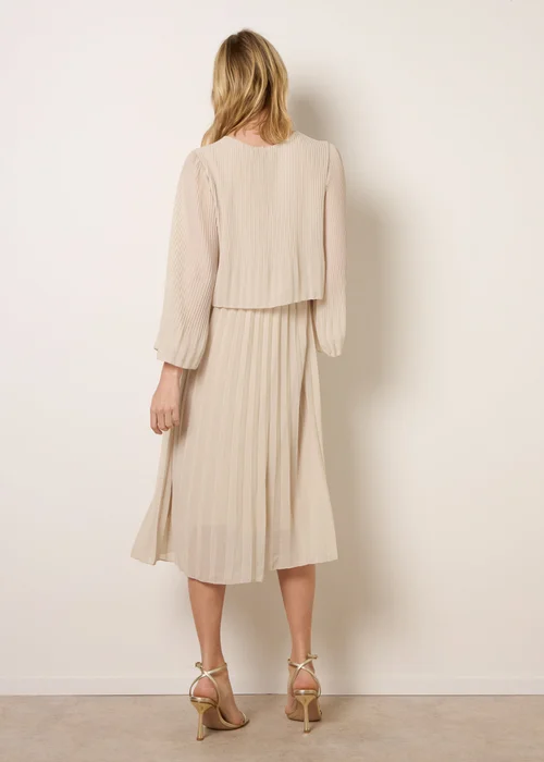 Blue Vanilla Beige Chiffon Pleated Dress - One Size Image 4