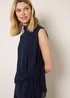 Blue Vanilla Navy Sleeveless Cowl Tie Front Chiffon Blouse - M/L Image 3