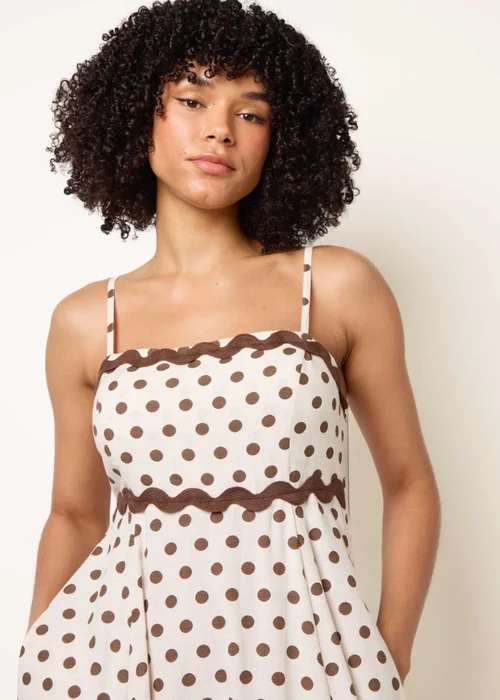 Blue Vanilla Stone Polka Ric Rac Midi Dress - S Image 3