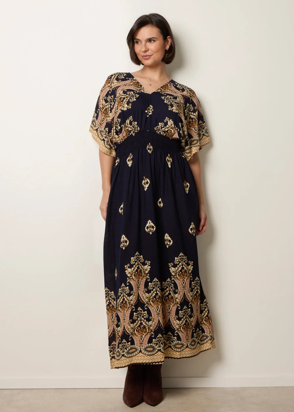 Blue Vanilla Navy Border Print Kimono Dress - L Image 2
