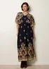 Blue Vanilla Navy Border Print Kimono Dress - L Image 2