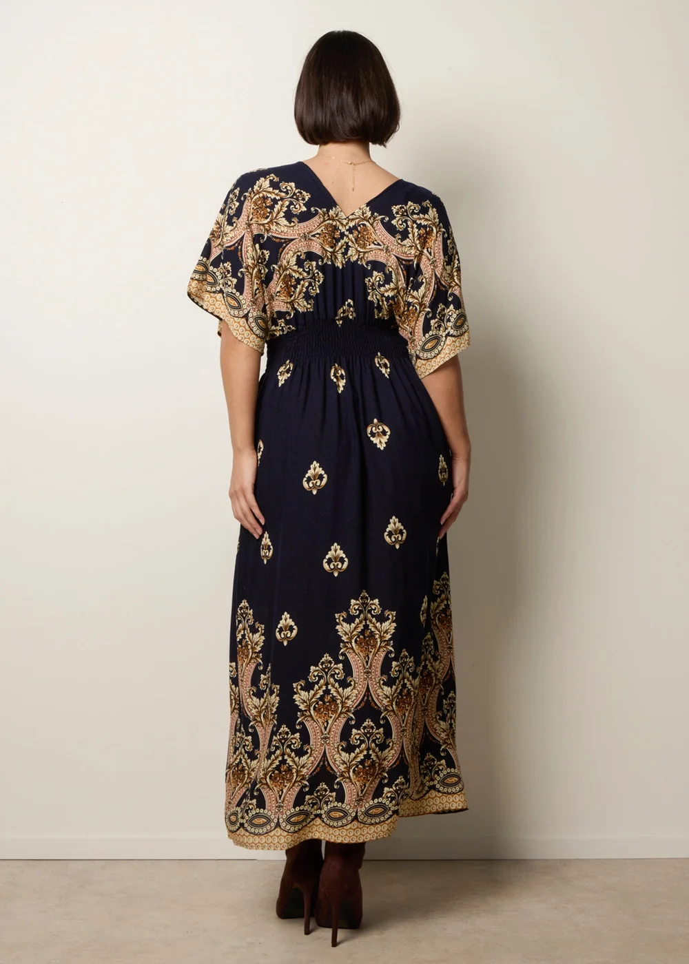 Blue Vanilla Navy Border Print Kimono Dress - L Image 4