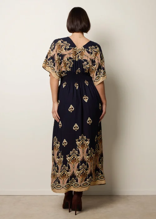 Blue Vanilla Navy Border Print Kimono Dress - L Image 4