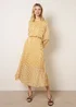 Blue Vanilla Yellow Polka Dot Cowl Neck Pleated Long Sleeve Dress - L Image 3