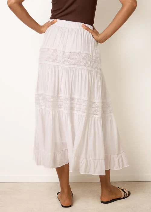 Blue Vanilla White Tiered Maxi Skirt - M/L Image 4