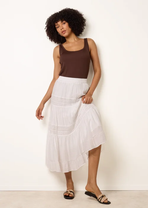 Blue Vanilla White Tiered Maxi Skirt - M/L Image 1