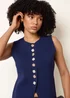 Blue Vanilla Navy Sleeveless Ribbed Button-Front Vest - S/M Image 1