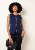 Blue Vanilla Navy Sleeveless Ribbed Button-Front Vest - S/M Image 2