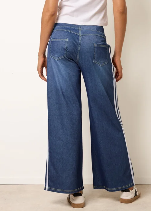 Blue Vanilla Blue Multi Stretch Side Stripe Deep Waistband Trousers - M Image 4