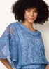 Blue Vanilla Blue Floral Lace Butterfly Sleeve Blouse - M/L Image 3