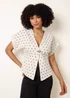 Blue Vanilla Ivory Polka Dot Short-Sleeve Knit Cardigan Top - M/L Image 3