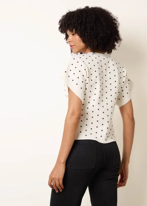 Blue Vanilla Ivory Polka Dot Short-Sleeve Knit Cardigan Top - M/L Image 4