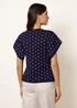 Blue Vanilla Navy Polka Dot Short-Sleeve Knit Cardigan Top - M/L Image 4