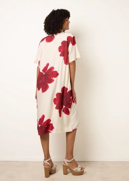 Blue Vanilla Red Floral Print Diamante Detailed Dress - M/L Image 4