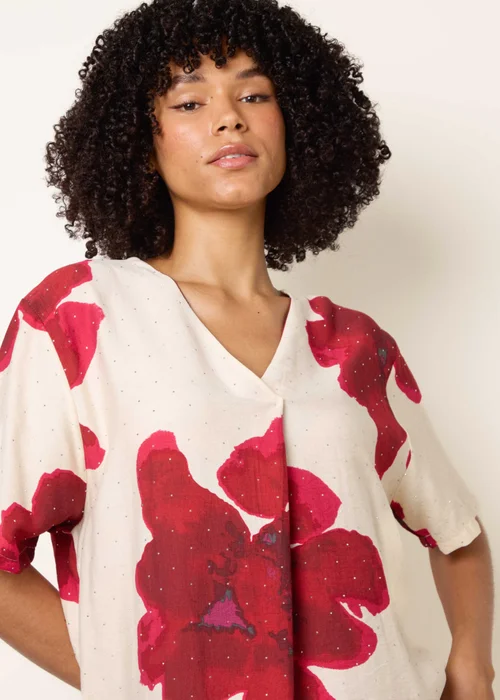 Blue Vanilla Red Floral Print Diamante Detailed Dress - M/L Image 3