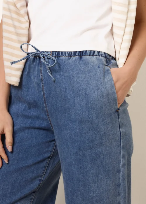 Blue Vanilla Blue Draw String Wide Leg Denim Trousers - L Image 3
