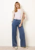 Blue Vanilla Blue Draw String Wide Leg Denim Trousers - L Image 2