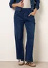 Blue Vanilla Navy Multi Stretch Deep Waistband Trousers - L Image 2