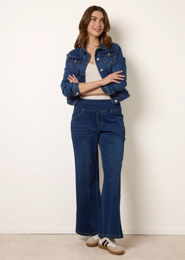 Blue Vanilla Navy Multi Stretch Deep Waistband Trousers