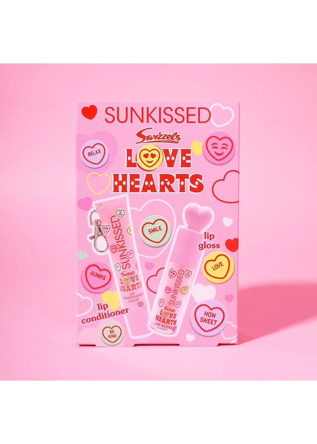 Sunkissed X Love Hearts Lip Gloss & Conditioner Lip Duo Gift Set Cherry