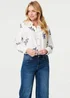 Izabel London White Leaf Embroidered 3/4 Sleeve Shirt - 12 Image 1