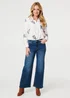 Izabel London White Leaf Embroidered 3/4 Sleeve Shirt - 12 Image 4