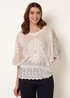 Blue Vanilla Ivory Sun Flower Lace Sleeve Blouse - M/L Image 3