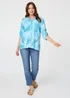 Izabel London Blue Printed Sequin 3/4 Sleeve Relaxed Blouse - 14 Image 4