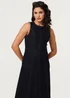 Izabel London Navy Denim Stitch Detail Fitted Midi Dress - S Image 4