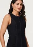 Izabel London Navy Denim Stitch Detail Fitted Midi Dress - S Image 3