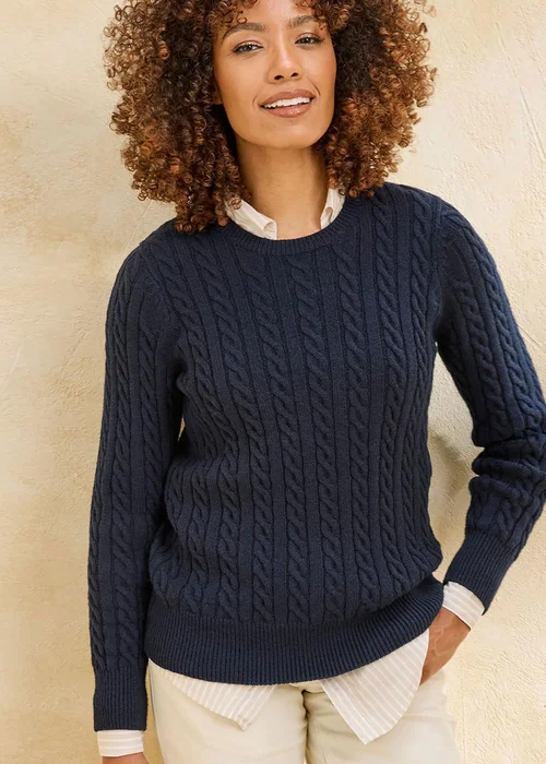 Cotton Traders Navy Cutest Cable Jumper - 8 Image 1