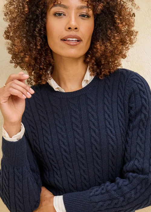 Cotton Traders Navy Cutest Cable Jumper - 8 Image 2