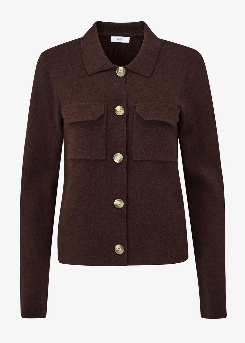 Cotton Traders Espresso Collared Cardigan - 18 Image 3