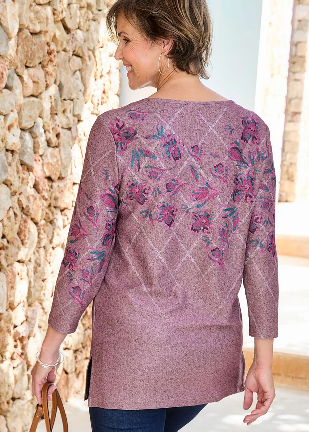 Cotton Traders Pink Heather Printed Soft Touch Tunic - 14 Image 3