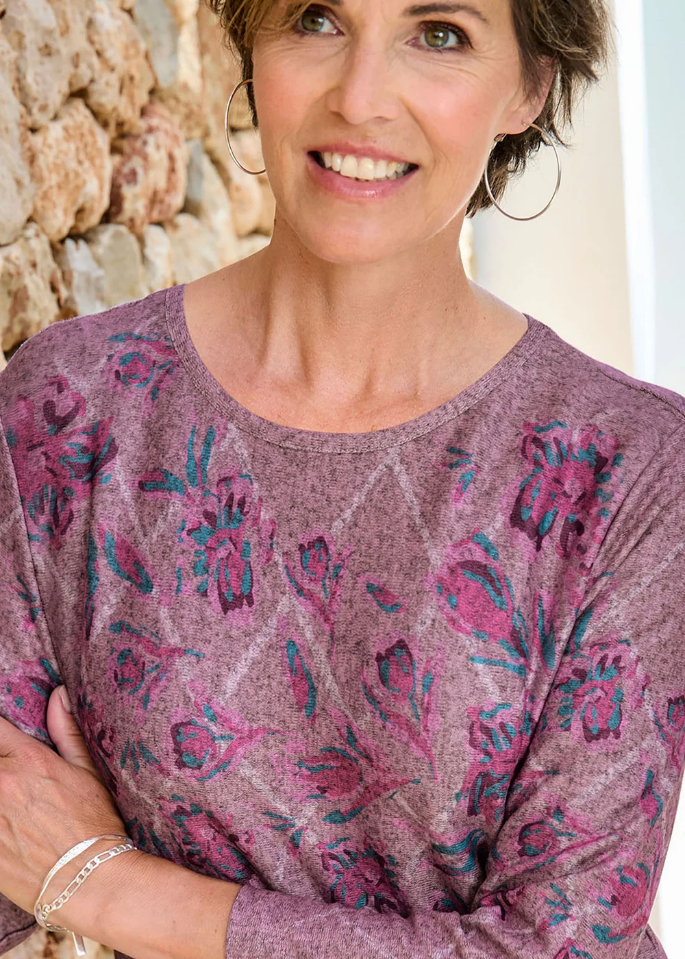 Cotton Traders Pink Heather Printed Soft Touch Tunic - 14 Image 4