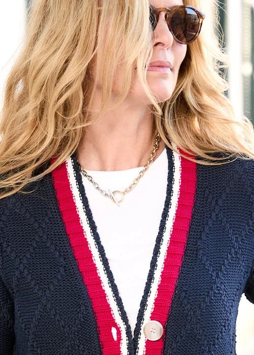 Cotton Traders Navy Longline Contrast Trim Cardigan - 14 Image 3