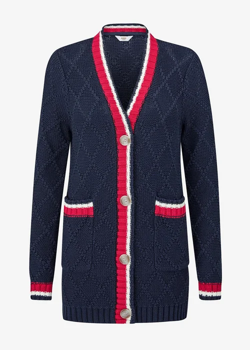 Cotton Traders Navy Longline Contrast Trim Cardigan - 14 Image 4