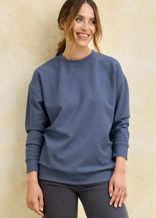 Cotton Traders Dusky Blue Soft Touch Longline Sweatshirt - 16 Image 1