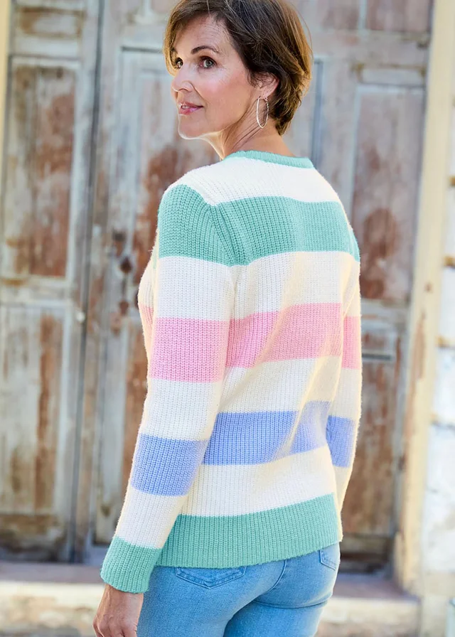 Cotton Traders Baby Blue Stripe Supersoft Jumper
