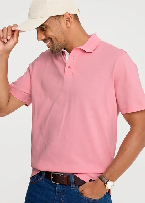 Cotton Traders Soft Pink Short Sleeve Polo Shirt - 5XL Image 1