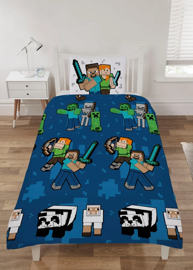 Minecraft Dark Blue Duvet Set Beddings