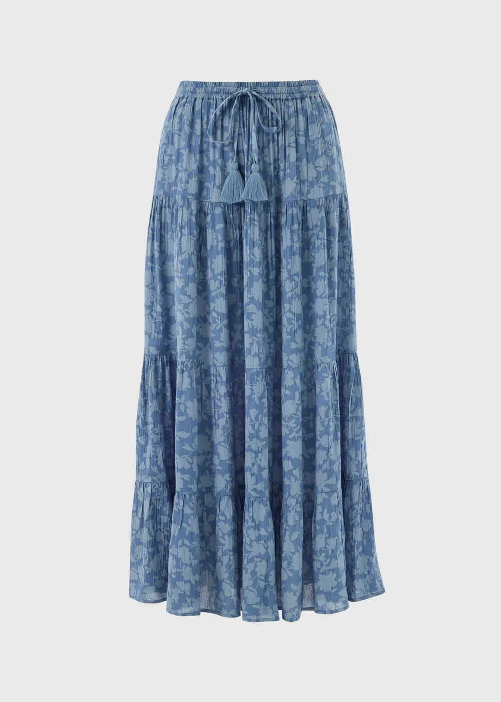 Blue Floral Tiered Maxi Skirt - 14 Image 4